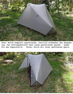 Tarptent Notch -Sackundpack Geschäfte Notch seitlich