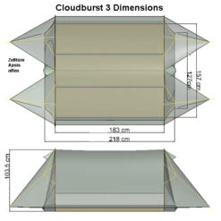Tarptent Cloudburst 3 -Sackundpack Geschäfte cb3 dimensions